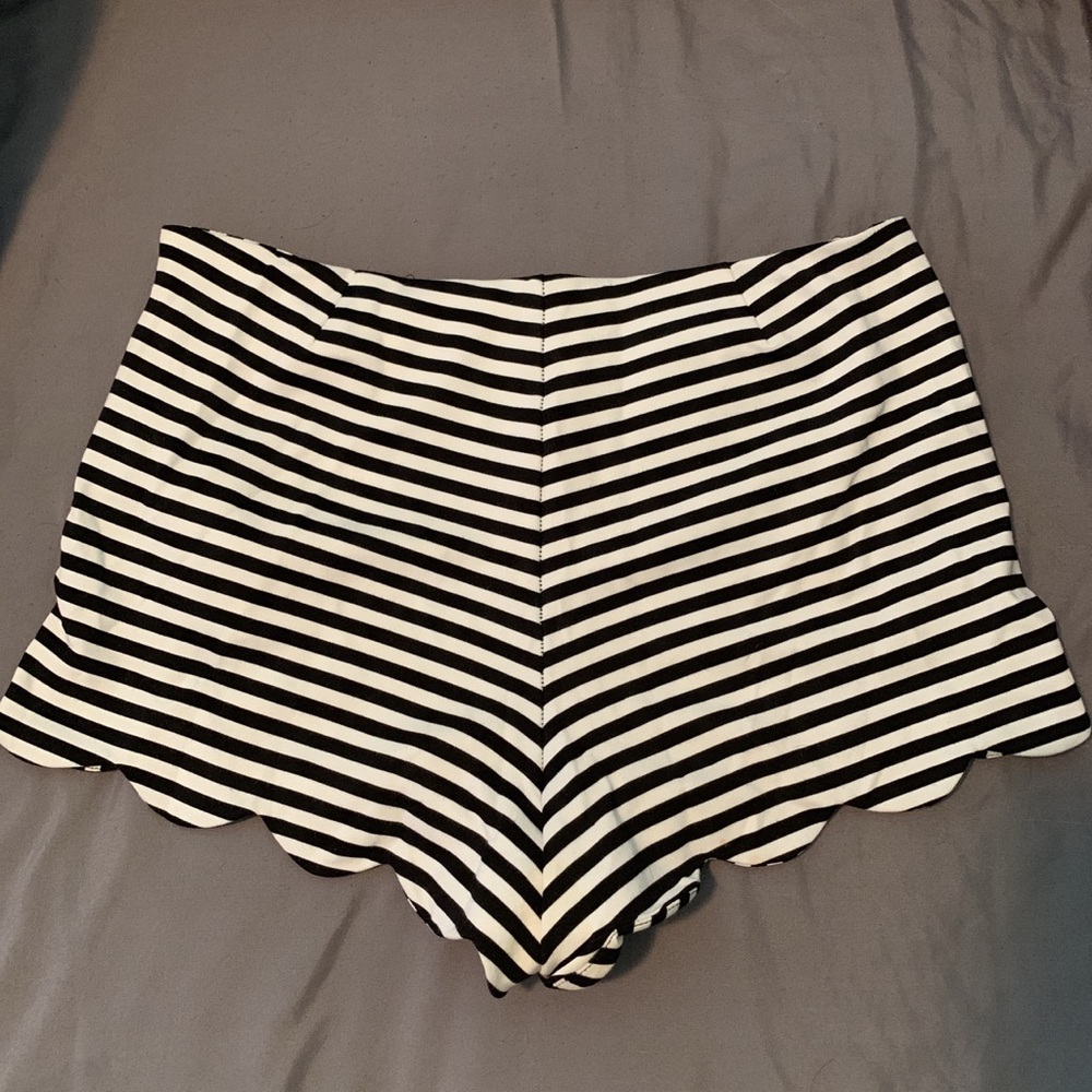 Black and white striped shorts